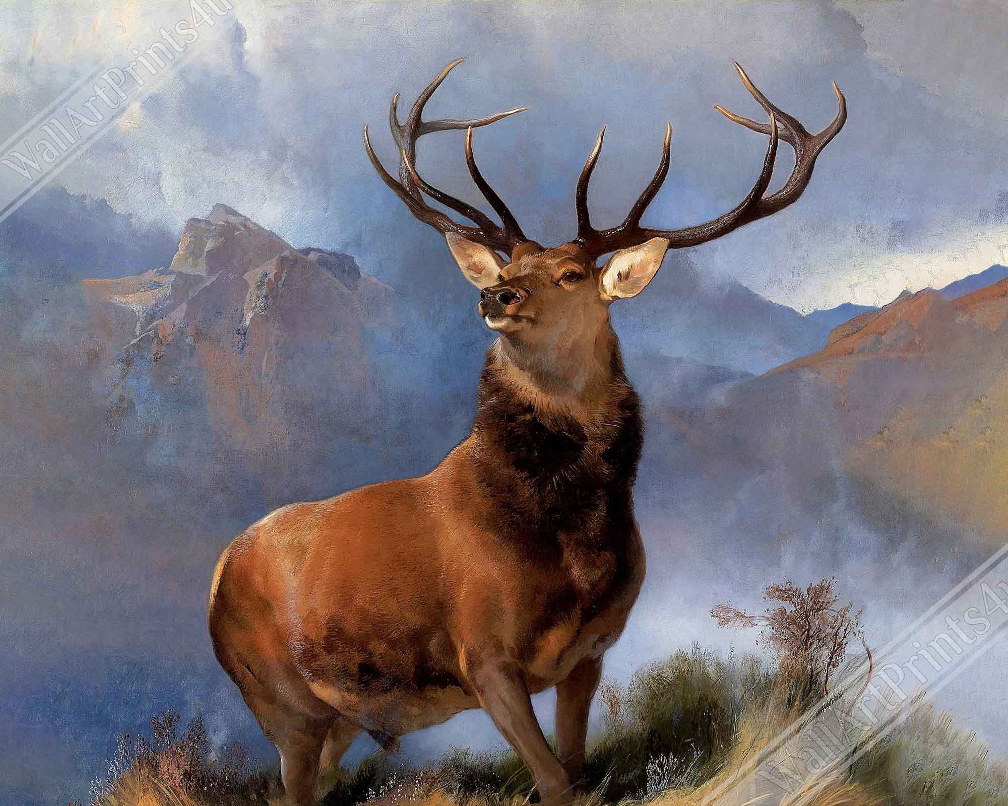 Stag Poster, Monarch Of The Glen Stag Print, Red Deer Sir Edwin Landseer UK, EU USA Domestic Shipping