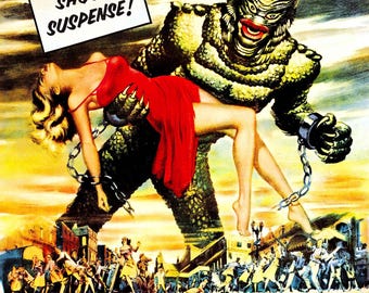 怪物の逆襲ポスター、ヴィンテージホラー映画ポスター1955年英国、EU