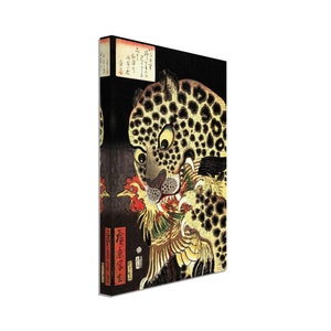 Leopard Canvas Print, Utagawa Hirokage, Japanese Leopard Art "The Tiger of Ryōkoku" - Vintage Leopard Canvas