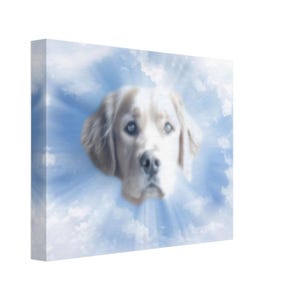 Heavenly Pet Portrait Remebrance Canvas Custom Print, Dog Portrait From Photo