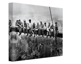 Lunch Atop A Skyscraper Canvas Print, Famous Photo Print From 1932, Vintage Wall Art - Lunch On A Beam - New York Construction Workers