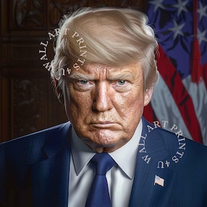 Donald Trump Poster Cinematic Presidential Portrait Version 02 47th President Patriotic USA Wall Art Gift