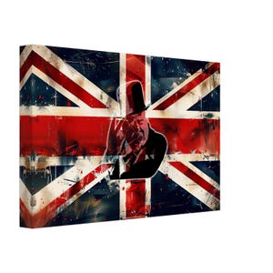 Vintage UK Union Jack Flag Canvas Print With Winston Churchill – Grungy Distressed British Wall Art Canvas