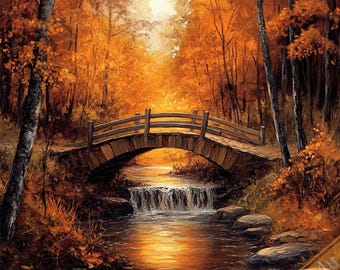 黄金の秋の風景ポスター – 秋の紅葉の壁掛けアート絵画ポスター - Etsy