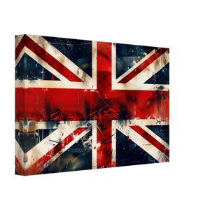 Grungy Union Jack Flag Canvas - Distressed British Flag Art Canvas Print, Street Art Style Wall Decor