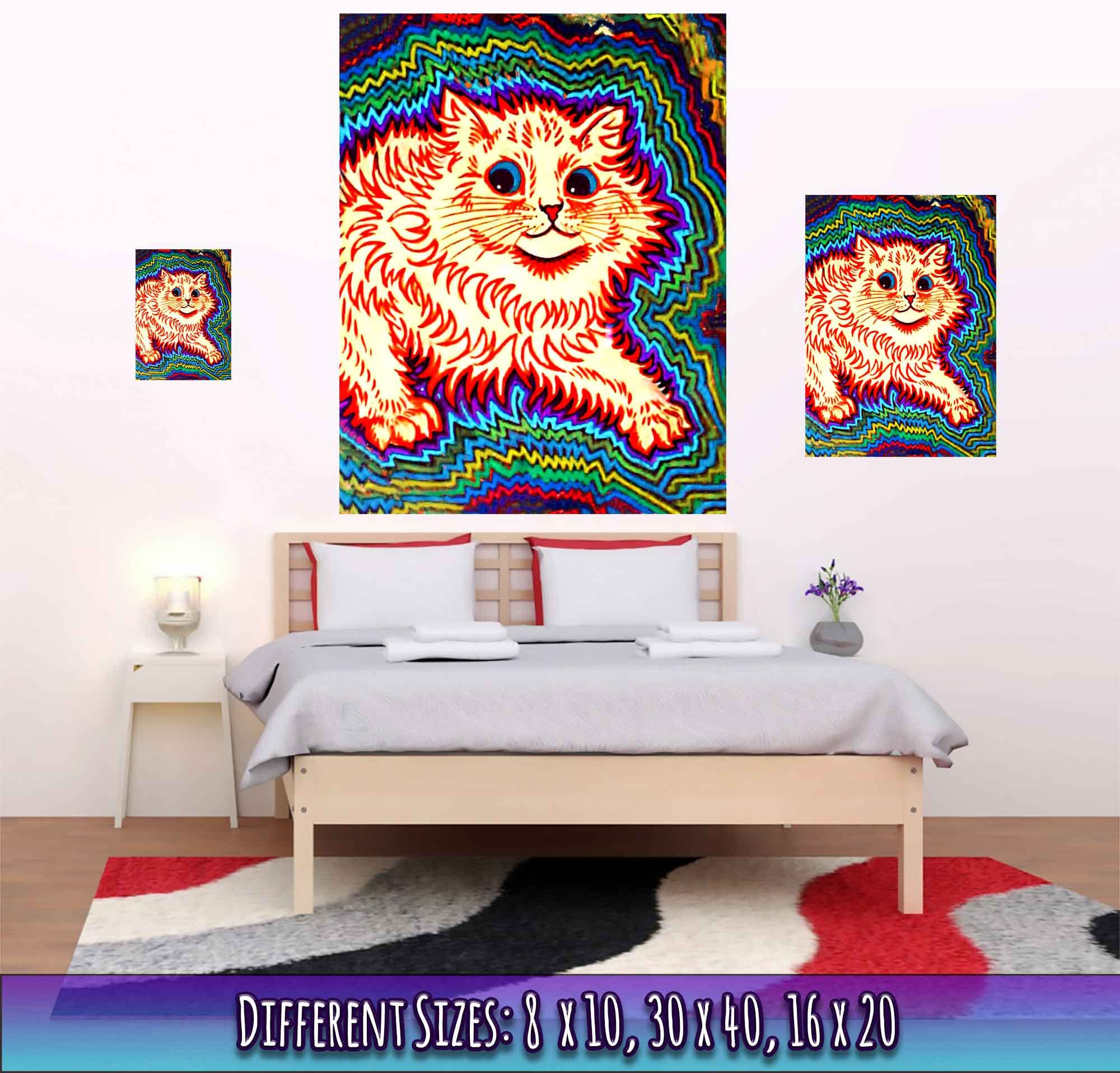 Psychedelic Cat Poster Louis Wain Psychedelic Cat Print UK - Etsy