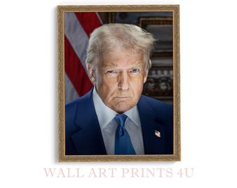 Donald Trump Framed Print Presidential Portrait 47th President Patriotic USA Wall Art Gift