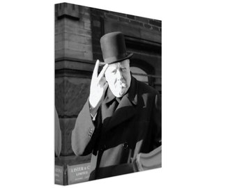 Winston Churchill Canvas Print, V Day V Sign, Vintage Photo - Winston Churchill Canvas.