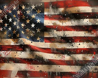 アメリカ国旗の壁掛けアート、ヴィンテージ風のダメージ加工が施された