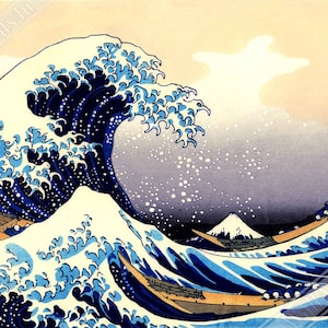 Affiche de la grande vague de Kanagawa, Katsushika Hokusai 1833 - impression de la grande vague de Kanagawa - expédition nationale du Royaume-Uni, de l&#39;UE et des États-Unis