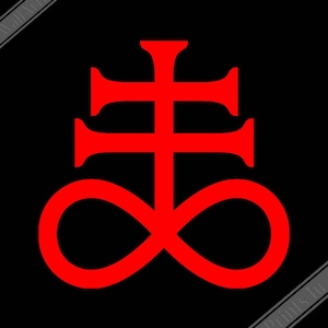Leviathan Cross Poster Red Black - Satan&#39;s Cross Poster - Leviathan Cross Print Red On Black.