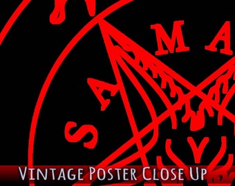 Sigil Of Baphomet Poster - Red Seal Of Baphomet Poster - Red On Black - Samael Lilith Version Print UK, EU USA Domestic Shipping