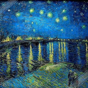 Póster de &quot;Noche estrellada sobre el Ródano&quot;, Van Gogh - Impresión de &quot;Noche estrellada sobre el Ródano&quot;, envío nacional a Reino Unido, UE y EE. UU.