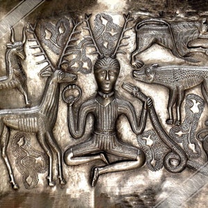 Cernunos Poster, Horned God Poster Print, Gundestrup Cauldron, 200 - 300 Bc Uk, Eu Usa Domestic Shipping UK, EU USA Domestic Shipping
