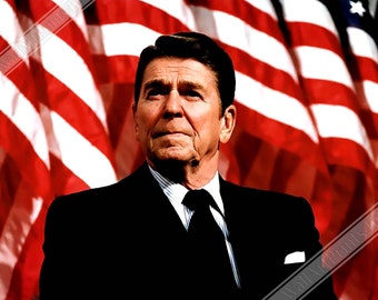 Ronald Reagan Portrait Poster: Vintage President Photo Print