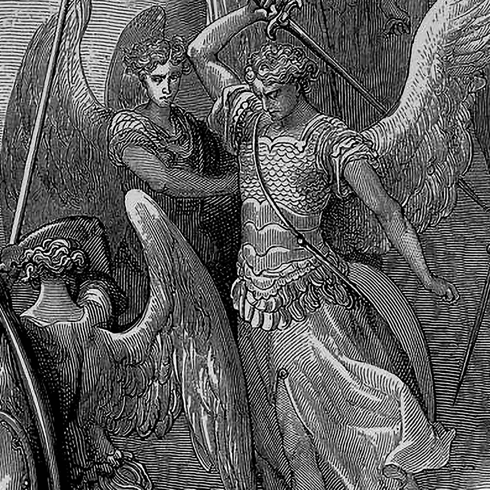 Gustave Dore Paradise Lost Poster: Angel Abdiel Attacks Satan - Etsy