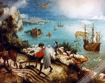 Fall Of Icarus Poster Vintage Icarus Print Pieter Bruegel The Elder - UK, EU USA Domestic Shipping