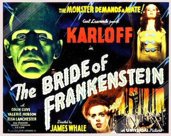 Póster de La novia de Frankenstein: Arte cinematográfico de terror de 1935