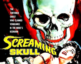 Screaming Skull Poster, Vintage Horror Movie Poster 1958 Poster Film Art.