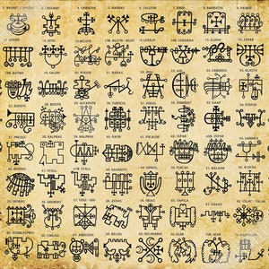 Goetia Sigils Poster - Goetia Demons Poster - Goetia Symbols Print Aged Parchment - For Conjuration Of Demons UK, EU USA Domestic Shipping