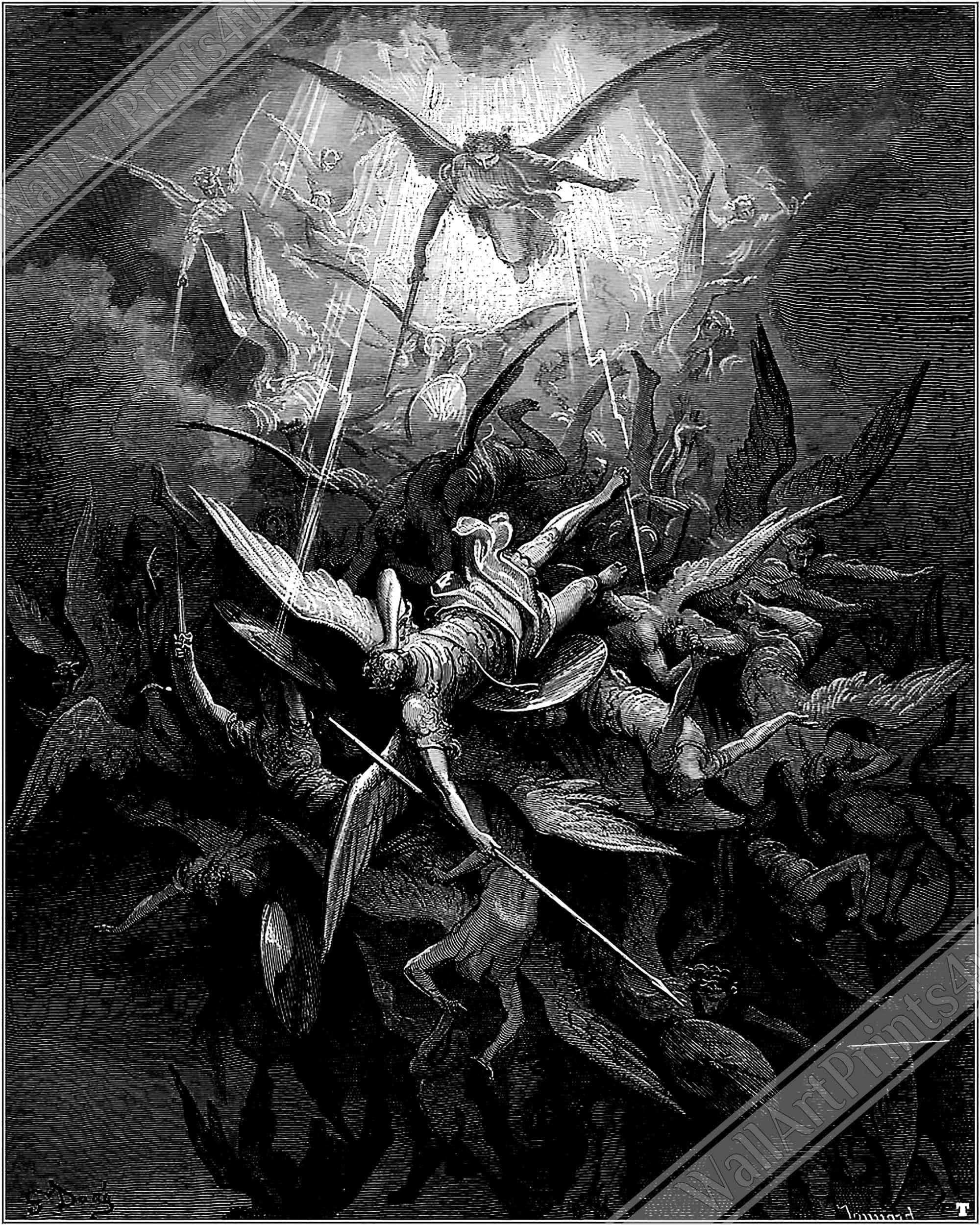 Gustav Dore Paradise Lost Illustration Poster: Milton Epic Poem