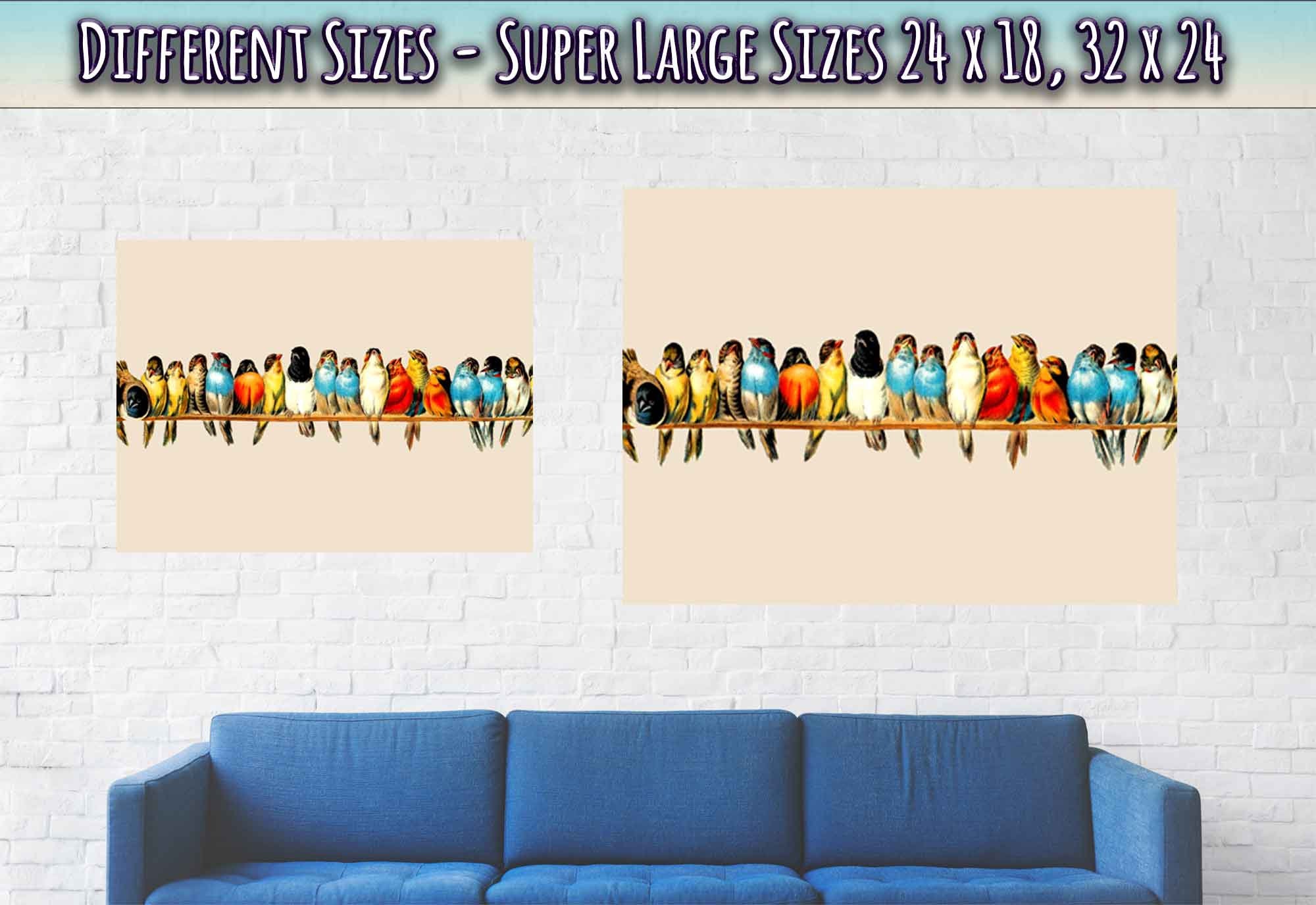 Perch of Birds Poster Hector Vintage Bird Print Etsy