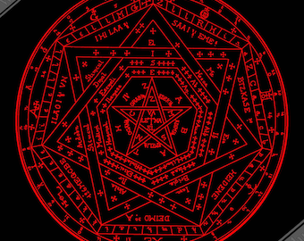 Occult Poster - Sigillum Dei Red On Black Poster - Doctor John Dee Sigillum Print UK, EU USA Domestic Shipping
