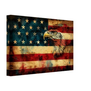 American Eagle Flag Canvas Print: Gritty USA Patriotic Wall Art
