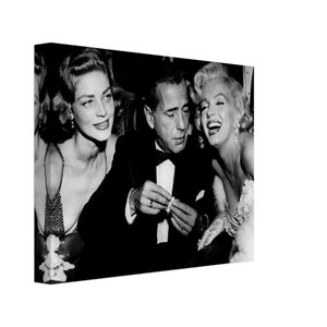 Bacall Bogart & Monroe Canvas, How To Marry A Millionaire UK, EU USA Domestic Shipping Vintage Photo Canvas Print 1953