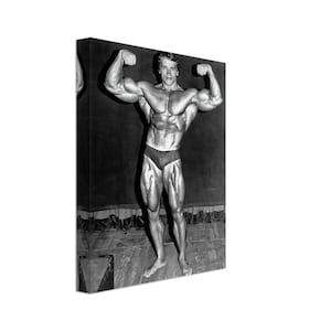 Arnold Schwarzenegger Leinwand Druck, Doppel Bizeps berühmte Pose, Vintage Foto Porträt - Arnold Schwarzenegger Print