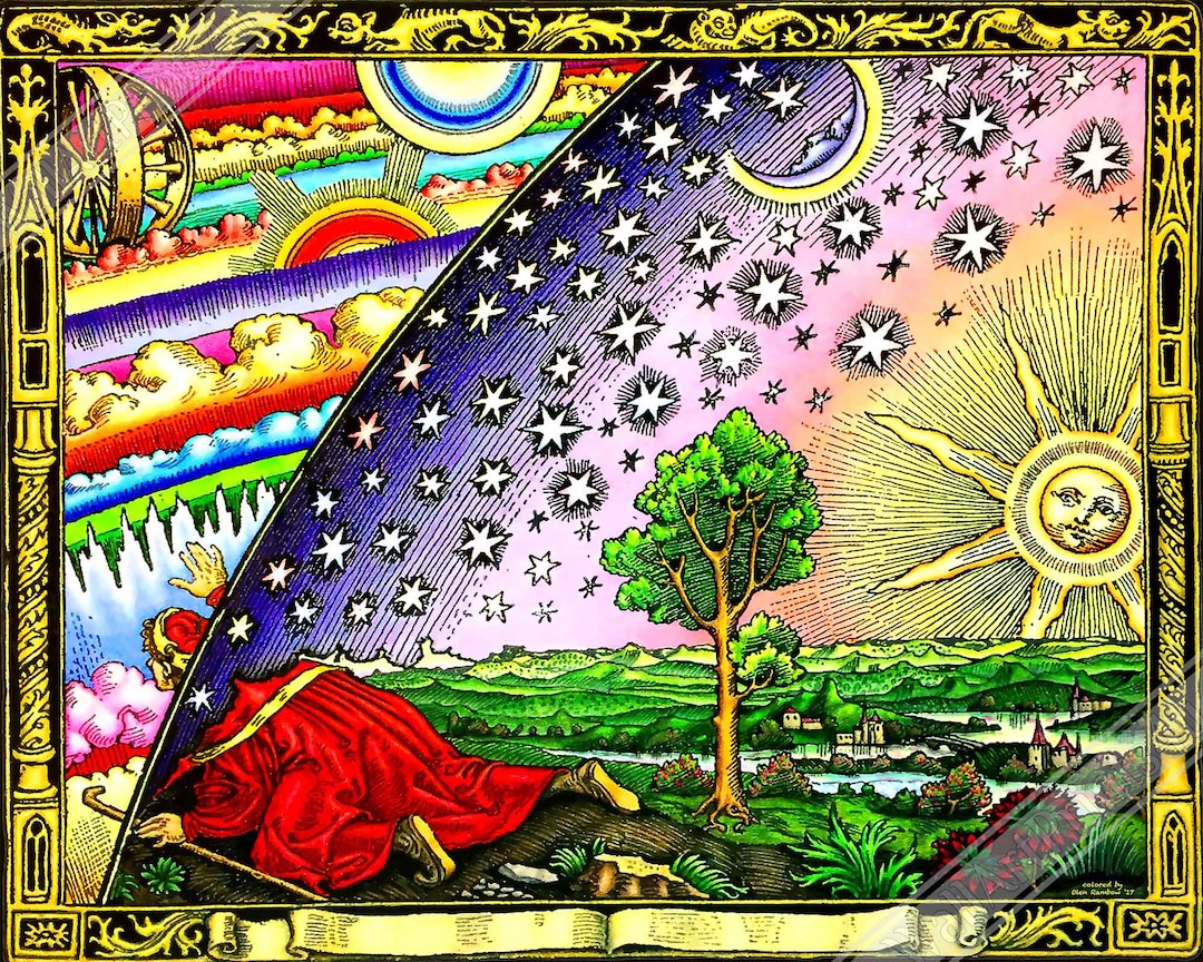 Flammarion Engraving Poster: Flat Earth Print, Vintage Celestial