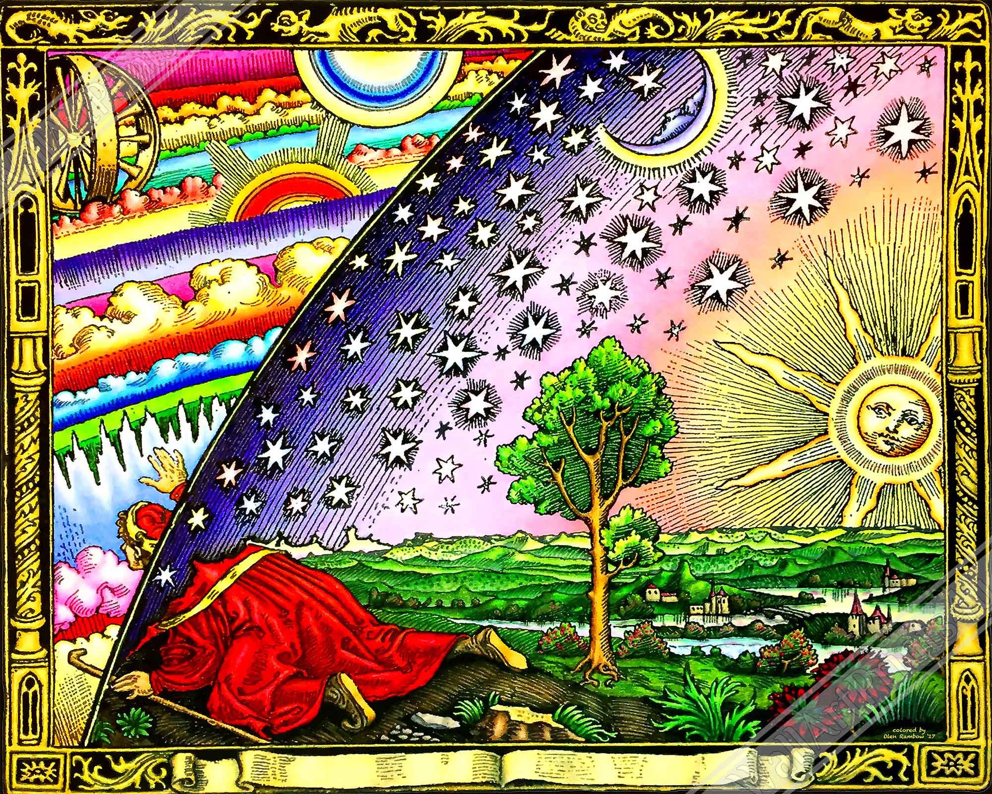 Flammarion Engraving Poster: Flat Earth Print, Vintage Celestial