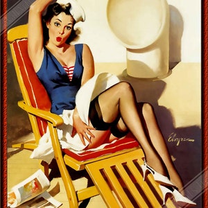 Surprising Catch 1952 Vintage Style Elvgren Pin-Up Girl Fishing Poster -  16x20