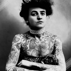 Maud Stevens Poster Vintage Photo 1907 Maud Wagner Print First Female Tattoo Artist UK, EU USA Domestic Shipping