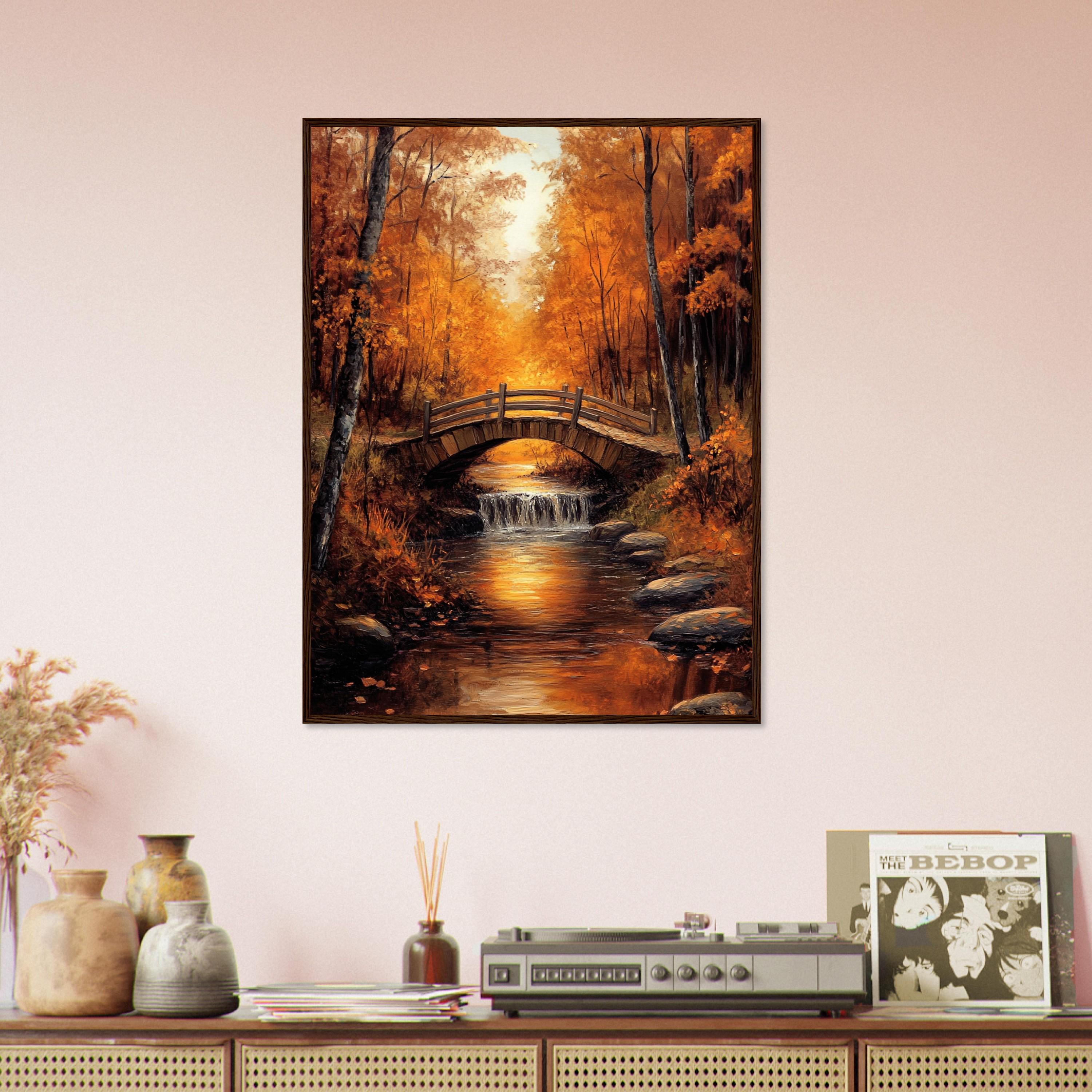 黄金の秋の風景画（額入り） - 秋の紅葉の壁アート（額入り） - Etsy 日本