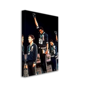 Black Power canvas in kleur, beroemde fotoprint uit 1968, Black Power Salute canvas, vintage muurkunst VK, EU VS binnenlandse verzending