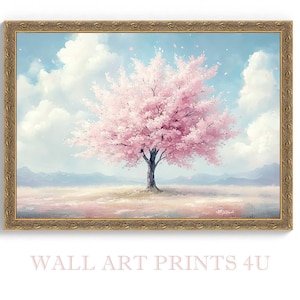 Japanese Cherry Blossom Poster Pink White Sakura Wall Art Pastel Floral Decor Minimalist Watercolor Print