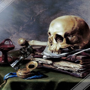 Skull Still Life Poster - Pieter Claesz Vanitas Print - Vanitas Still Life UK, EU USA Domestic Shipping