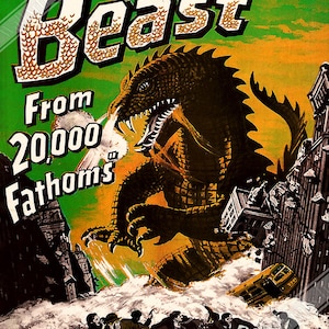 Poster di The Beast, poster del film horror d'epoca del 1953, The Beast from 20.000 Fathoms