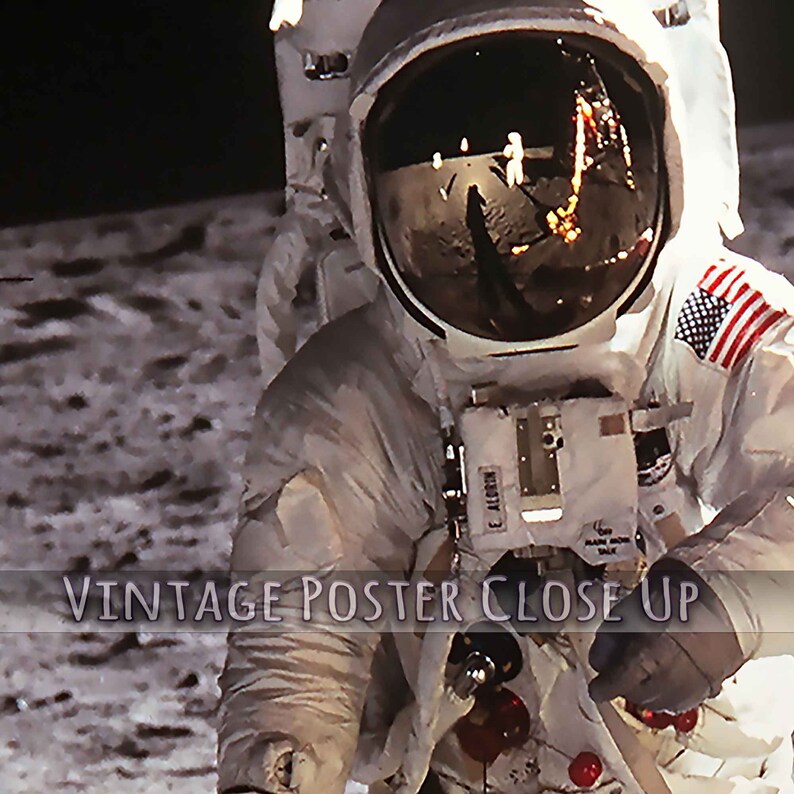 Buzz Aldrin Moon Landing Photo 1969: Apollo 11 Vintage Wall Art - Etsy
