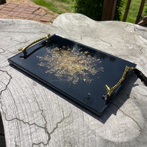Black & Gold Resin Rolling Tray/ Decorative Tray / handmade gift/ Coffee Table Tray//one of a kind, personalized, great for gift, home decor