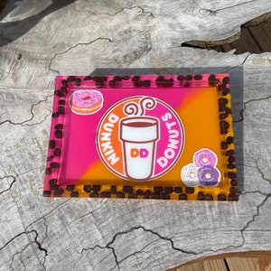 Dunkin Themed Resin Rolling Tray / Decorative Tray / handmade gift /Coffee Table Tray // one of a kind, great for gift, home decor