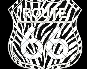 Route 66 Centennial Zebra Print PNG, Western Boho Sublimation Design (digital nedladdning)
