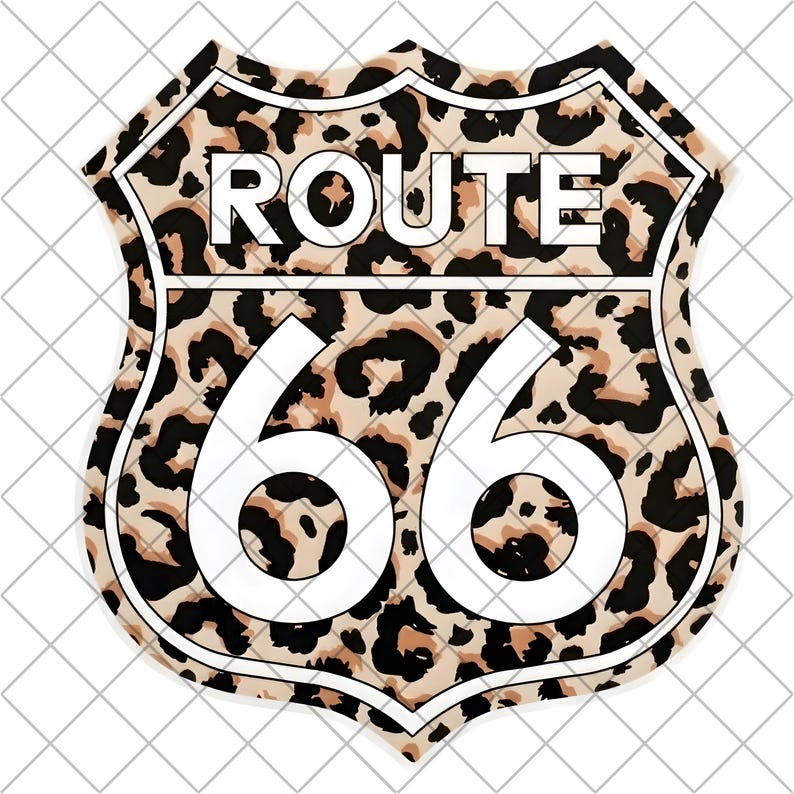 Gepardtryck med hundraårsjubileum i Route 66, PNG, västerländsk boho sublimeringsdesign (digital nedladdning) bild 1