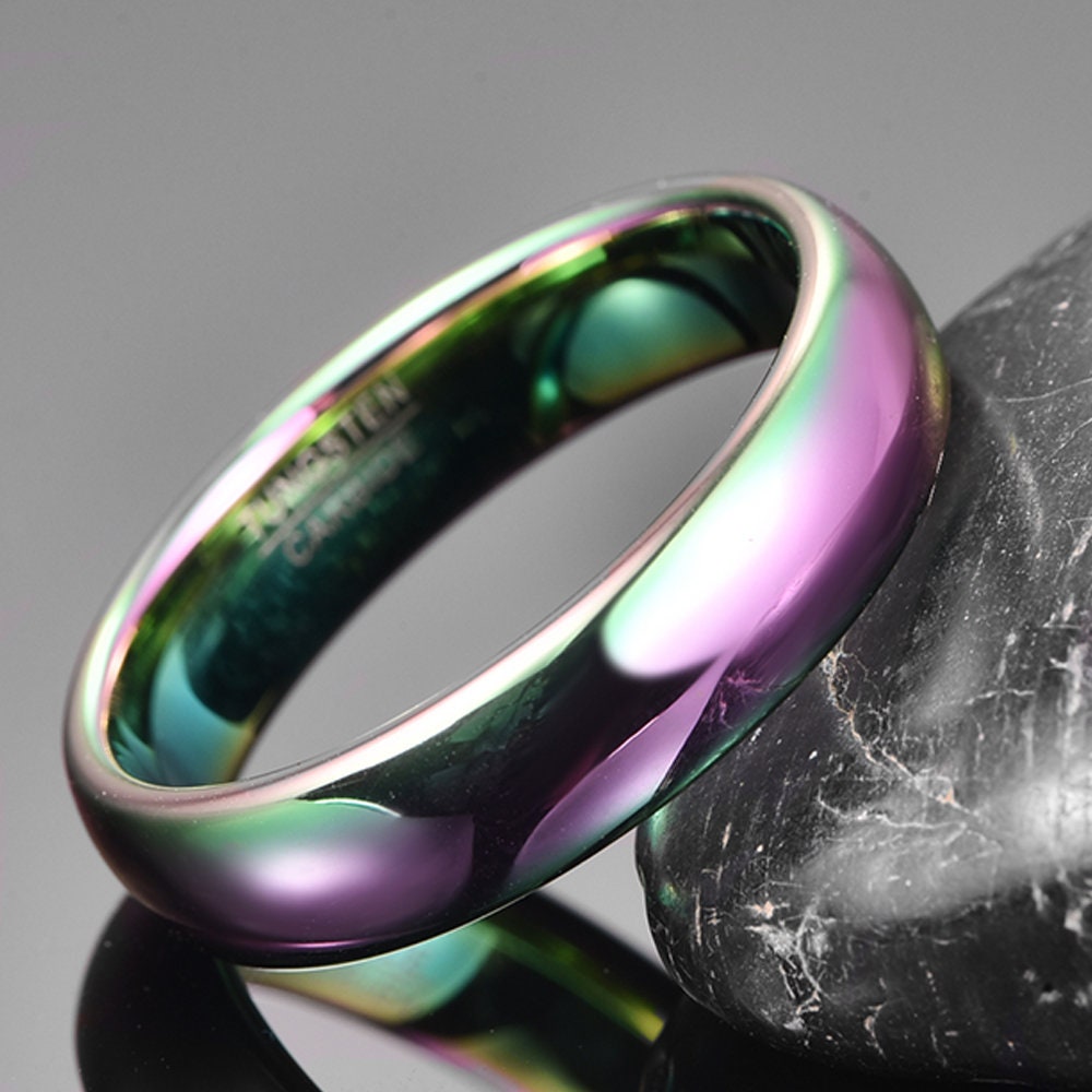 Mens rainbow deals wedding rings