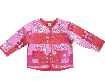 Patchwork Batik Girls Quilted Summer Jacket, Boho Kids Jacket, 6-7 yrs