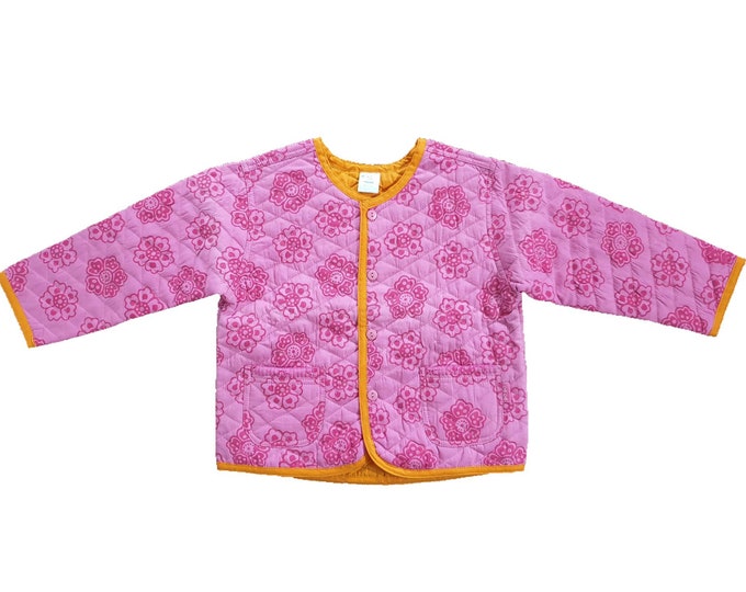 Veste d'été matelassée Pink Batik Girls, Veste Boho Kids, 6-7 ans