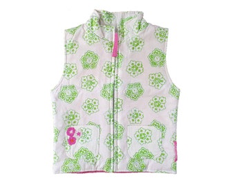 Gilet matelassé pour filles Batik blanc, veste Boho Kids, 6-7 ans