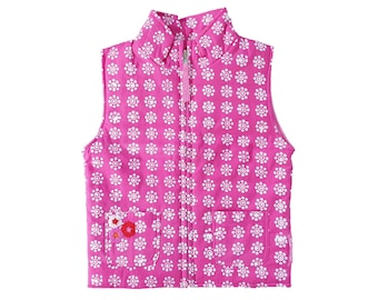 Gilet matelassé rose batik pour fille, veste Boho Kids, 6-7 ans