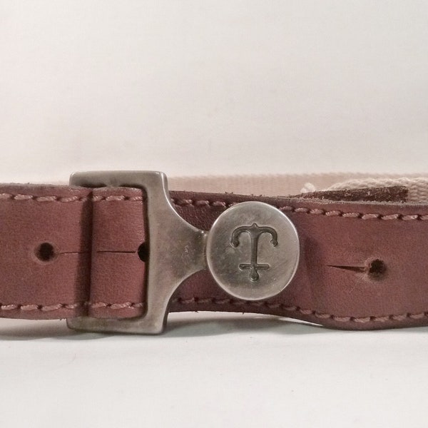 Ceinture homme Daniel Hechter, en cuir et ganse de coton, boucle en laiton, ganse elastique